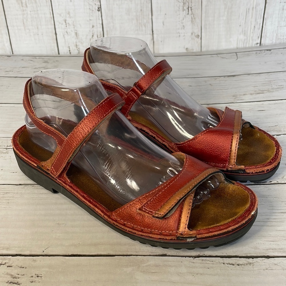 NAOT Red & Copper Adjustable Strap Leather Sandal
